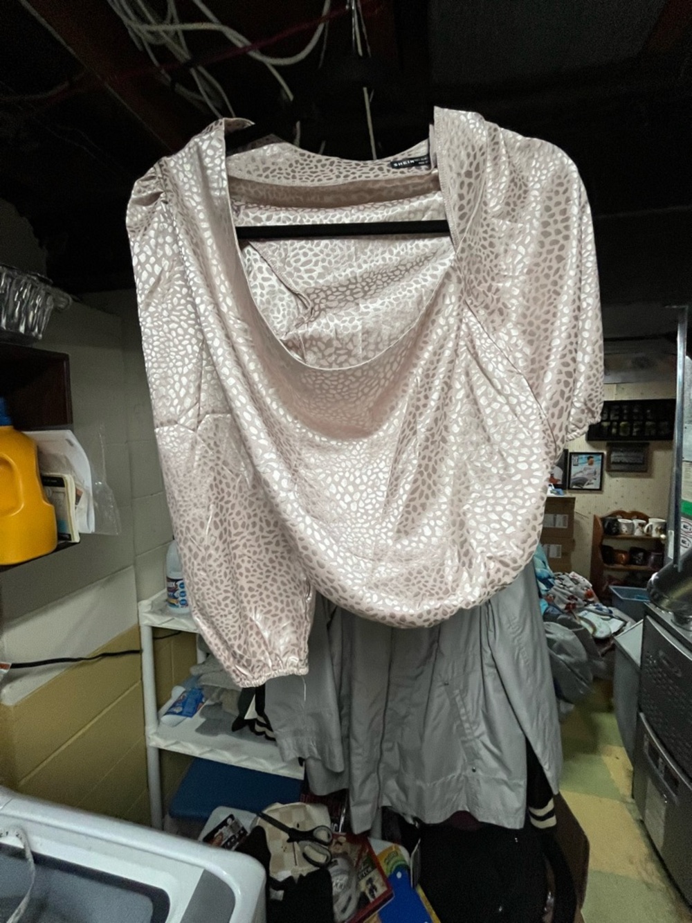 SHEIN Satin Leopard Print Top - Blush EUC Size Large